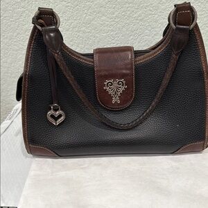 Brighton Black and Brown Shoulder Bag with Heart Charm